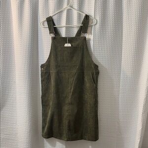 SM Wardrobe Olive Green Corduroy Overall Dress Size Large